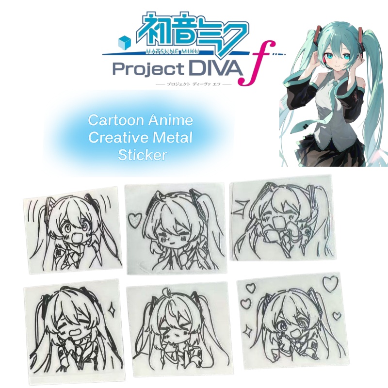 Good Laptop Accessories - Stiker logam karakter anime kartun Hatsune