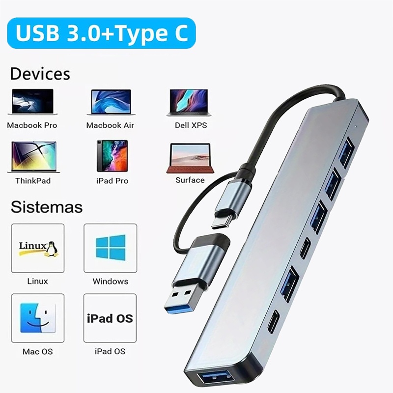 2 In 1 USB3.0 Hub 7 Port Tipe  - Laptop Accessories Macbook ulasan dan harga